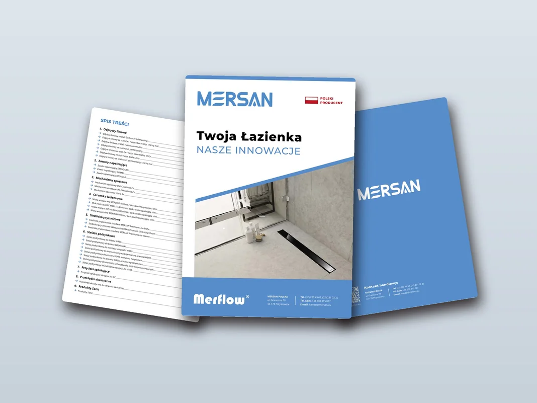 Okładka, spis treści i tył katalogu Mersan / Merflow