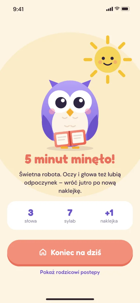 Ekran aplikacji: Czas na przerwę