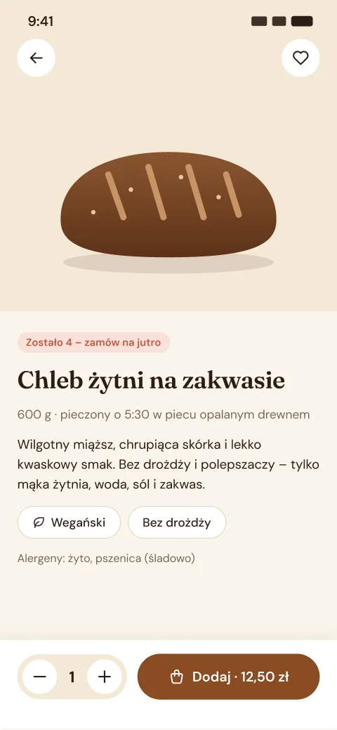 Ekran aplikacji: Karta produktu