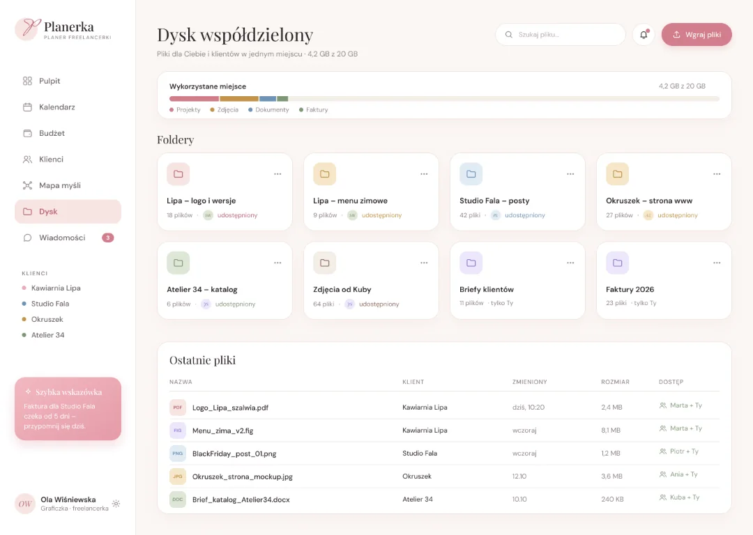 Ekran na komputerze: Dysk współdzielony