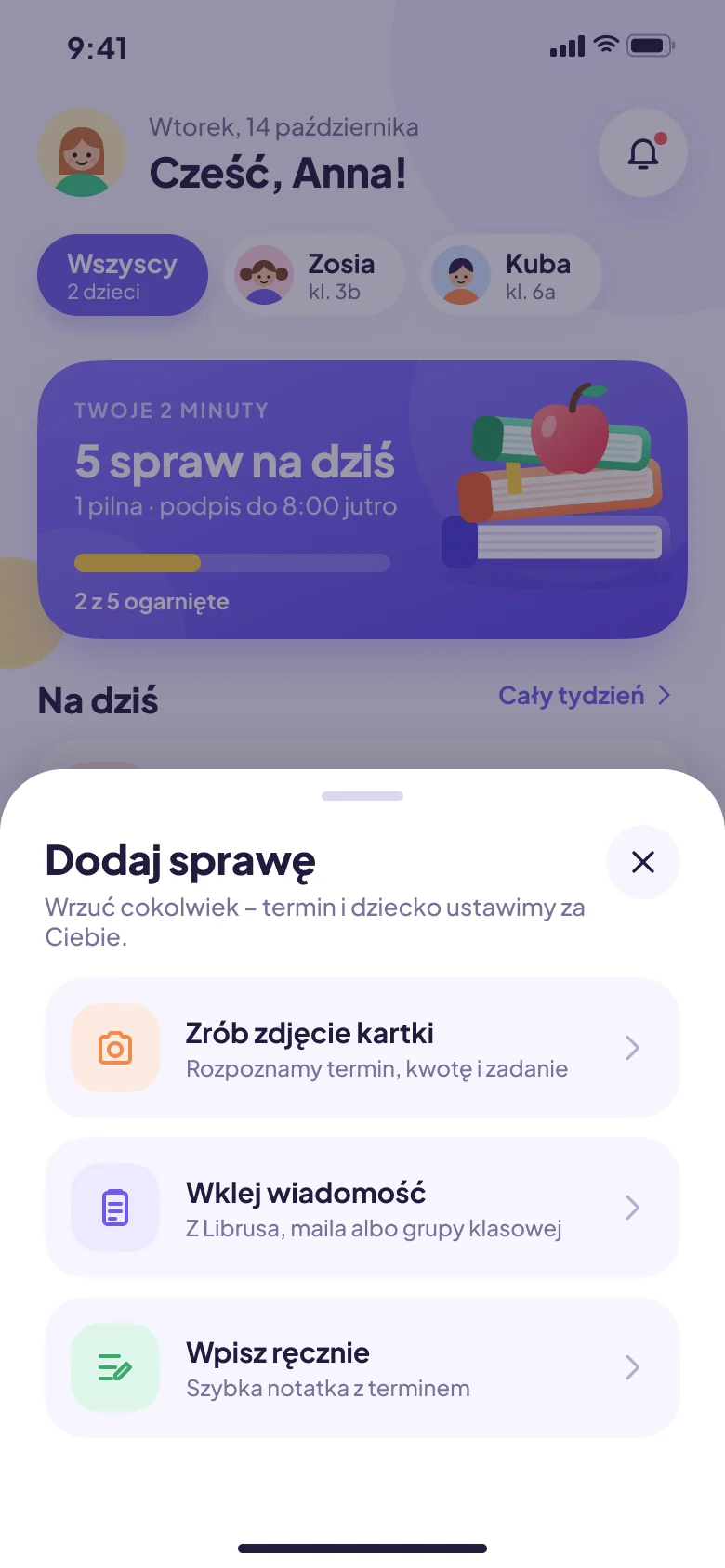 Ekran aplikacji: Dodaj sprawę ze zdjęcia